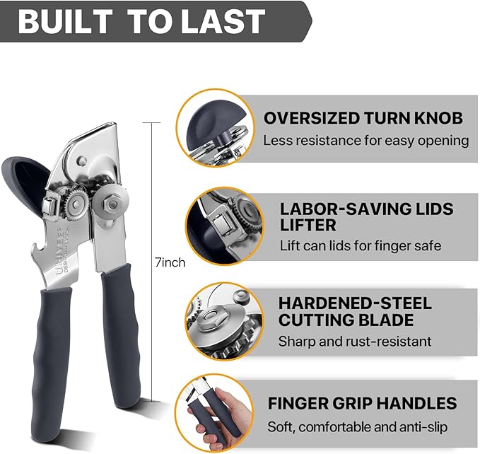 Can Opener Manual Heavy Duty, UHIYEE Hand Held Can Openers - Image 2