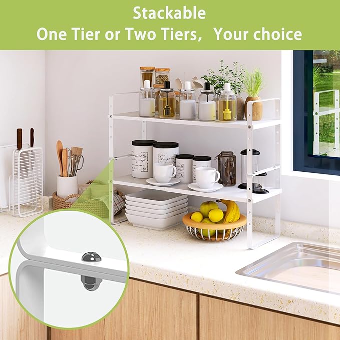 Across-Star Expandable Cabinet Shelf Organizer Rack, Stackable Kitchen Counter - Image 4