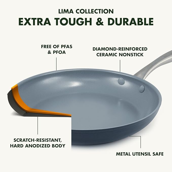 GreenPan Lima Hard Anodized Healthy Ceramic Nonstick 1QT and 2QT Saucepan Pot - Image 4