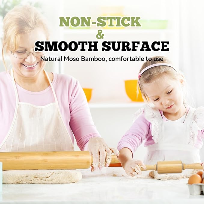 2 Pack（10 inch &17.5 inch） Wooden Rolling Pin - Image 3