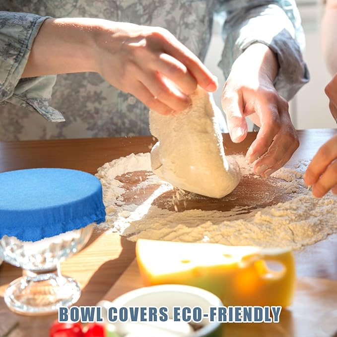 Patelai 10 Pcs Bowl Covers Reusable in 5 Size Stretch Cloth Fabric Elastic Food - Image 3