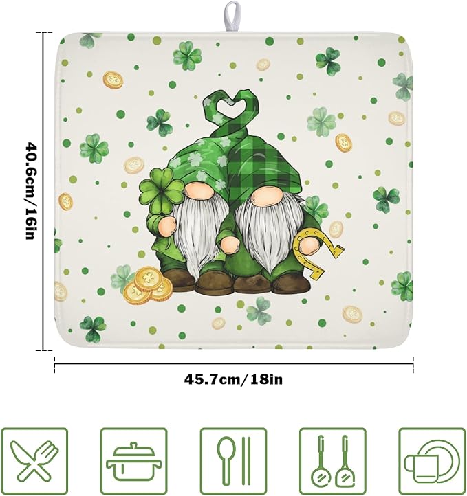 St Patrick's Day Gnome Dish Drying Mat - Image 2