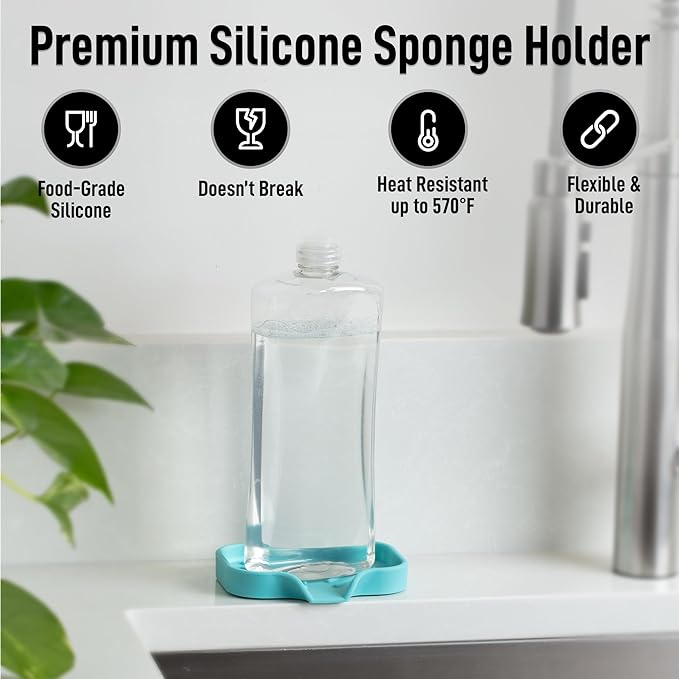 Zulay Kitchen Small Silicone Sponge Holder – Space-Saving Sink Organizer Tray - Image 2