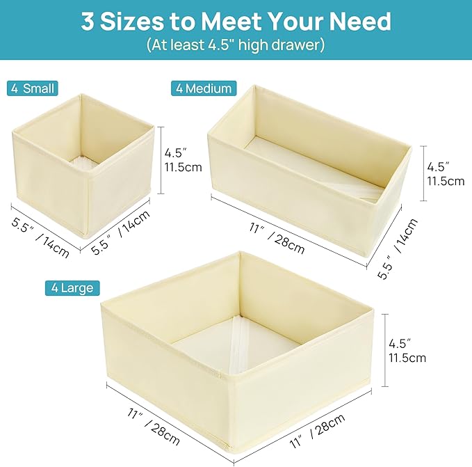 Vtopmart 12 Pack Baby Clothes Organizer, Dresser Drawer Organizer - Image 6