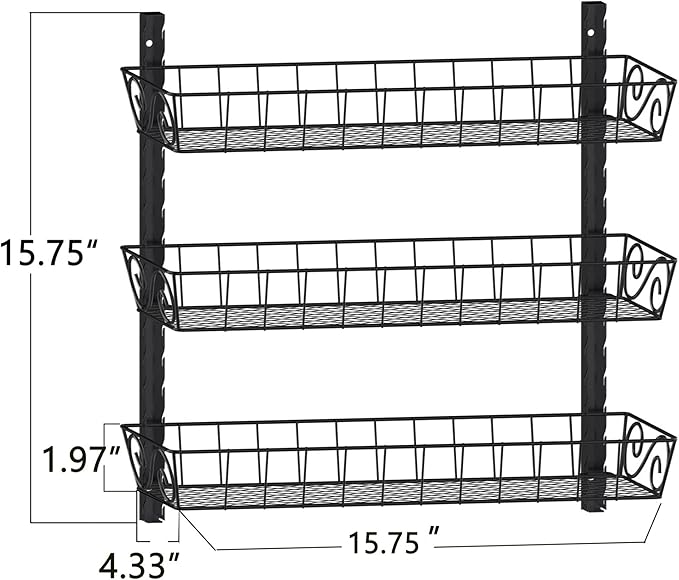 SWOMMOLY Adjustable Wall Mount Spice Rack, 3-Tier Dual-use Organizer - Image 3