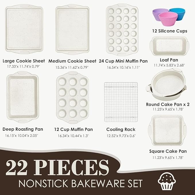 Baking Pans Set Nonstick, Stackable Bakeware Sets - Image 2