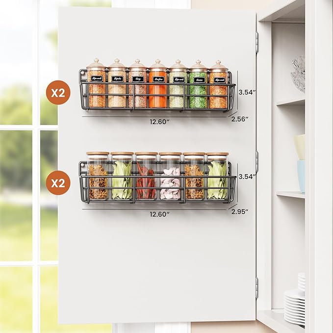 Mystozer Spice Rack Organizer Wall Mount, Hanging Spice Pantry Storage Shelf - Image 3