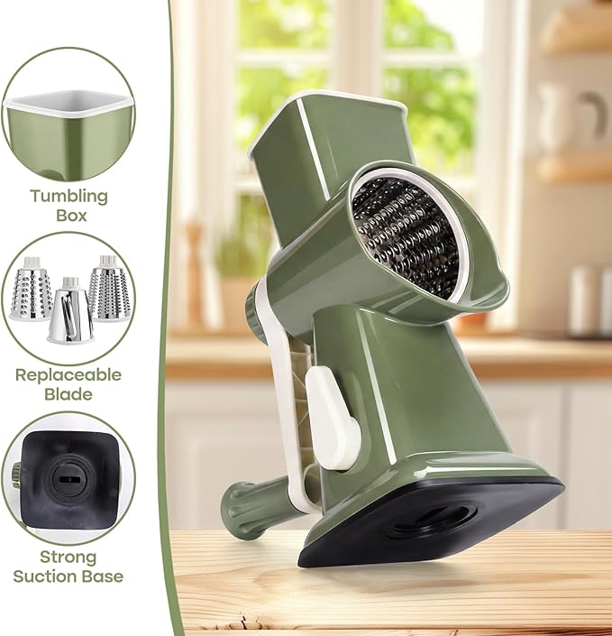Rotary Cheese Grater, Cheese Shredder Hand Crank, Manual Cheese Grater - Image 6