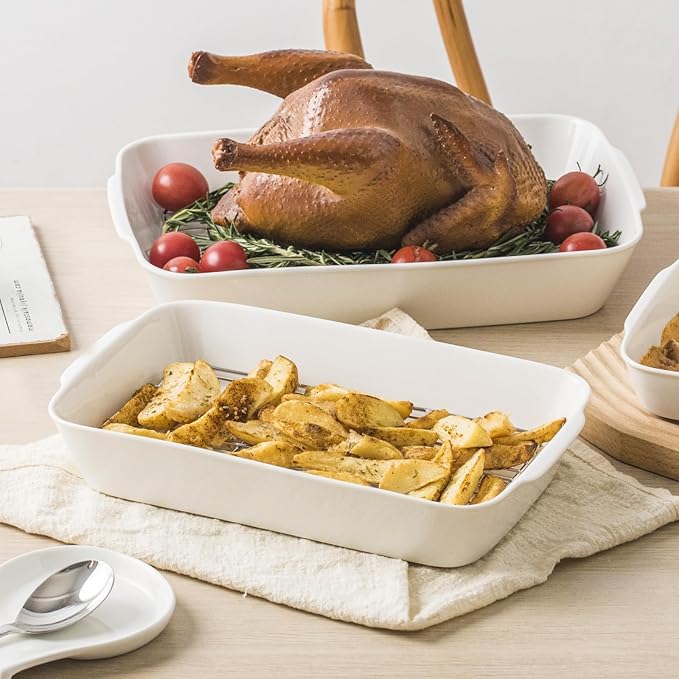 HOMBENE Casserole Dish with Roasting Racks, 3 QT Baking Dish with Handles - Image 7