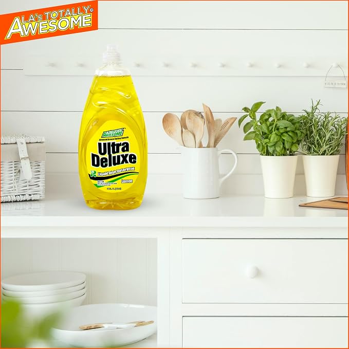 La's Totally Awesome Dish Soap Liquid – Lemon Scent (30 fl oz, Pack of 6) – Grease-Fighting Dishwashing Liquid from Awesome Cleaner Brand