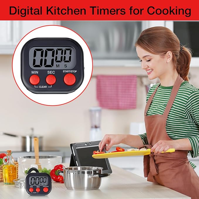 Leumoi 24 Pcs Digital Kitchen Timers Magnetic Back Timers Bulk Large Screen - Image 4