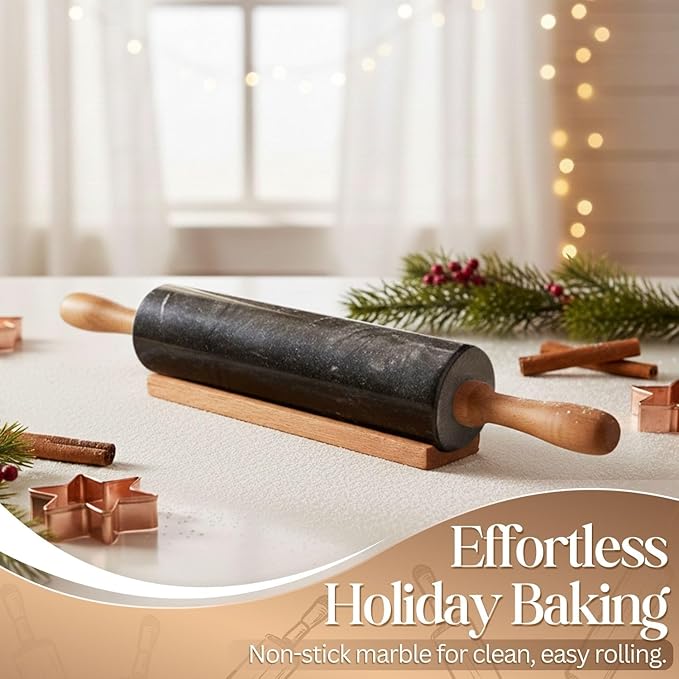Flexzion Marble Rolling Pin Heavy Nonstick Stone Dough Roller - Image 8