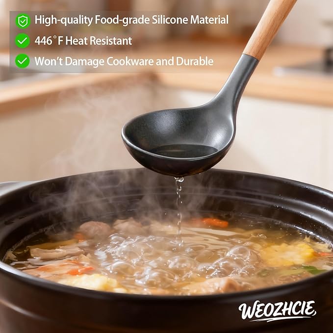Silicone Cooking Utensil Set, Nonstick Kitchen Utensils 446°F Heat-Resistant - Image 4