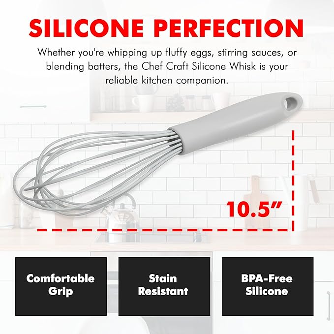 Chef Craft Premium Silicone Wire Cooking Whisk, 10.5 inch - Image 4