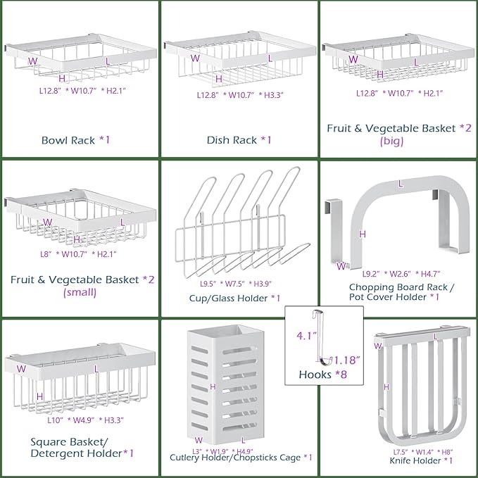 PUSDON Over Sink Dish Drying Rack Stainless Steel, Adjustable Large Dish Drainer - Image 4