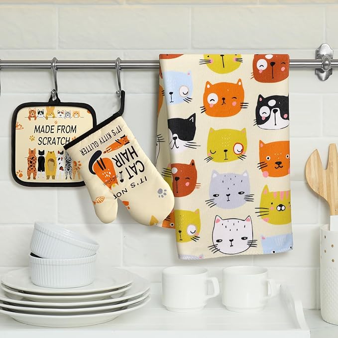 Jingmore 6 Pcs Kitchen Decor Set Accessorie Farmhouse Kitchen Towels Pot - Image 2