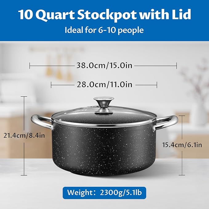 BEZIA Large 10 Quart Nonstick Stock Pot - Image 6
