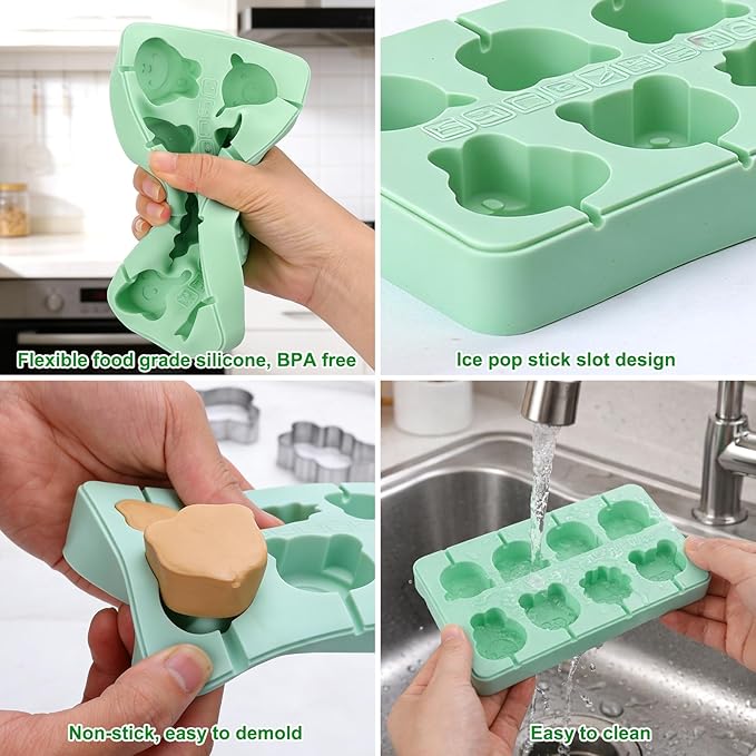 Juome Cake Pop Mold Kit, 2 Pack 16 Cavities Animal Shape Cakesicle Molds - Image 8