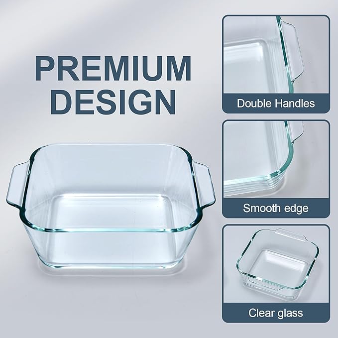 Small Casserole Dishes 2 Pack, 5 Inch Glass Square Baking Dish Individual - Image 2