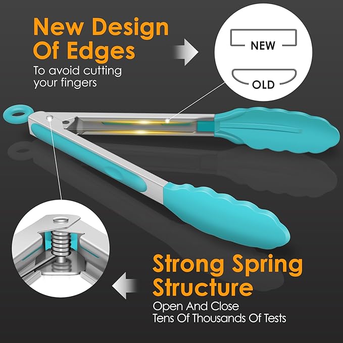 HOTEC Premium Stainless Steel Locking Kitchen Tongs - Image 7