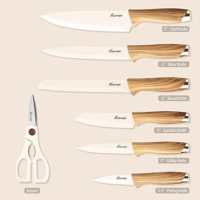 Knife set, 13 Pieces Kitchen Knives Set, Nonstick Ceramic Anti-Rust Coating and - Image 6