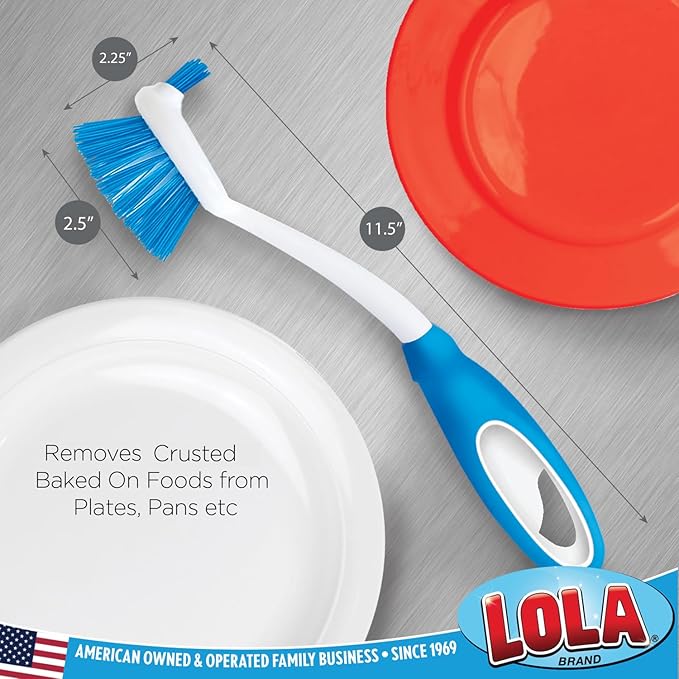 Dish Brush Kitchen Scrubber, by LOLA, Has Stiff Bristles & Food Scraper - Image 3