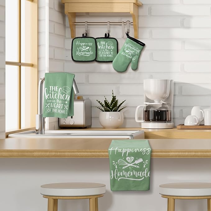 Sratte 6 Pcs Kitchen Decor Accessories Set Farmhouse Towels Pot Holders Oven - Image 7
