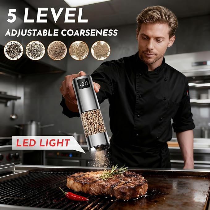 Upgraded Larger Capacity Electric Salt and Pepper Grinder Set Rechargeable - Image 5