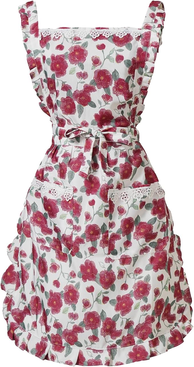 Funny Aprons for Women with Pockets, Kitchen Cooking Grilling Bbq Cute Chef by Aoomzoon