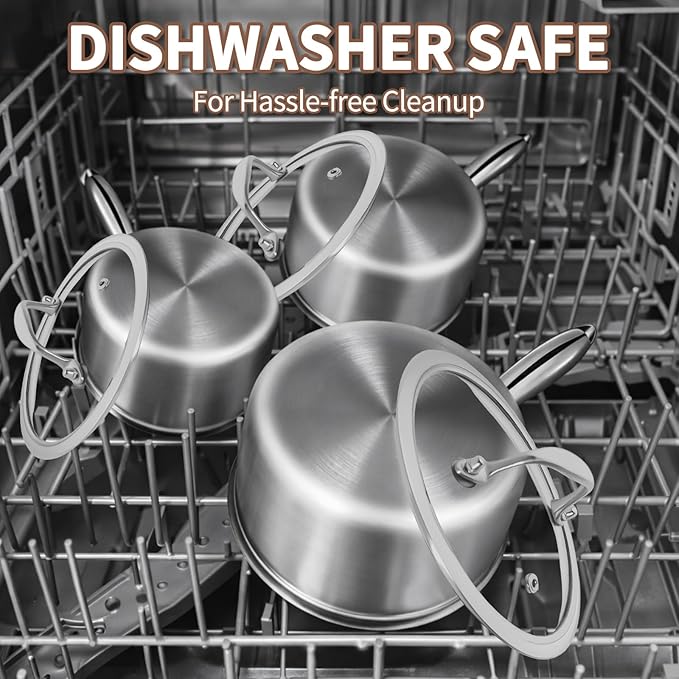EWFEN 3 Ply Stainless Steel Sauce Pan Set - Image 9