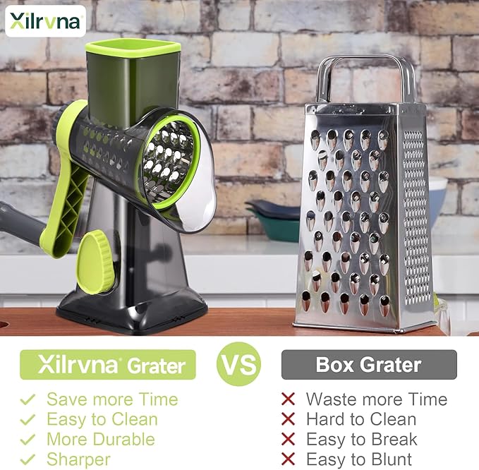 Rotary Cheese Grater with Handle Kitchen Shredder Slicer Grater Slicer Ice - Image 2