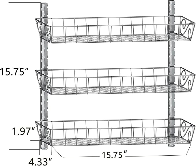 SWOMMOLY Adjustable Wall Mount Spice Rack, 3-Tier Dual-use Organizer - Image 3