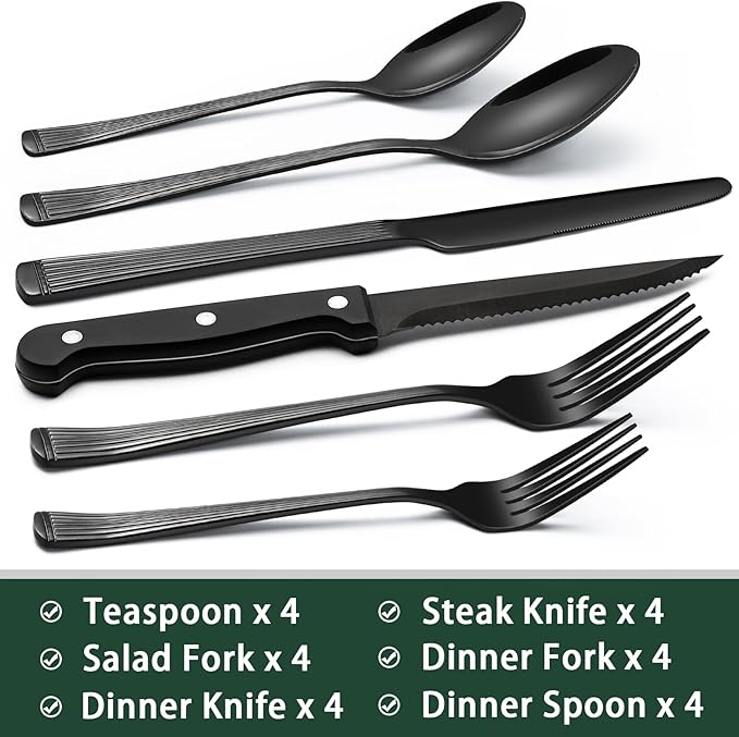 EWFEN 24-Piece Black Silverware Set - Image 2