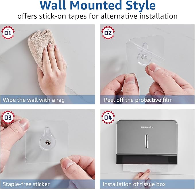 Paper Towel Dispenser Wall Mount, Large Capacity 200 Sheets, No Drilling - Image 6