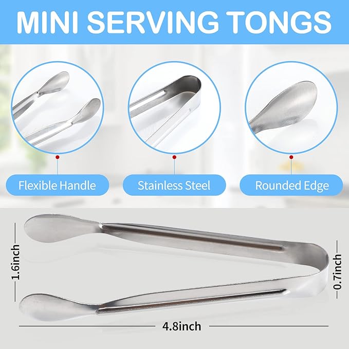 18PCS Mini Tongs for Appetizers, 5Inch Serving Tongs, Ice Tong Appetizer Tong - Image 2