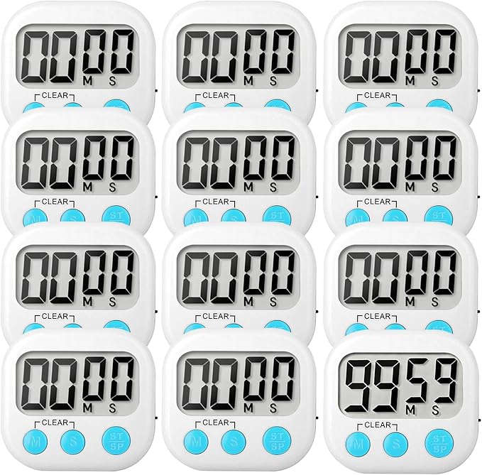 12 Pack Digital Kitchen Timer Small Classroom Timers by VOULOIR