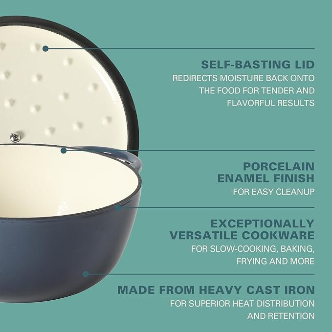 Gibson Home Addlestone 2.65 Qt Enameled Cast Iron Dutch Oven Pot - Image 3