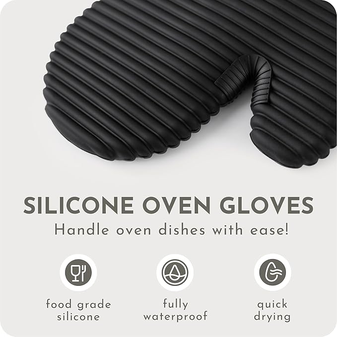 Extra Long Silicone Oven Mitts | Heat Resistant 500°F BPA-Free Food Grade - Image 7