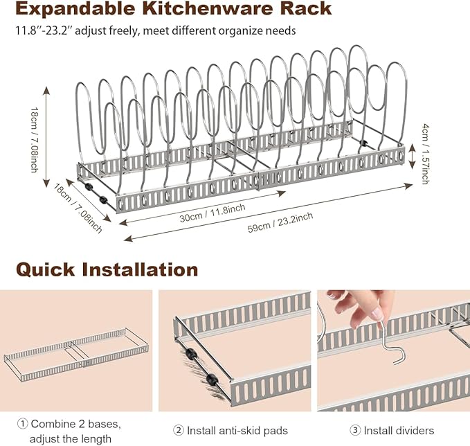 Housolution 2 Pack Pot and Pan Organizer, Pan Lid Holder Storage Rack - Image 5