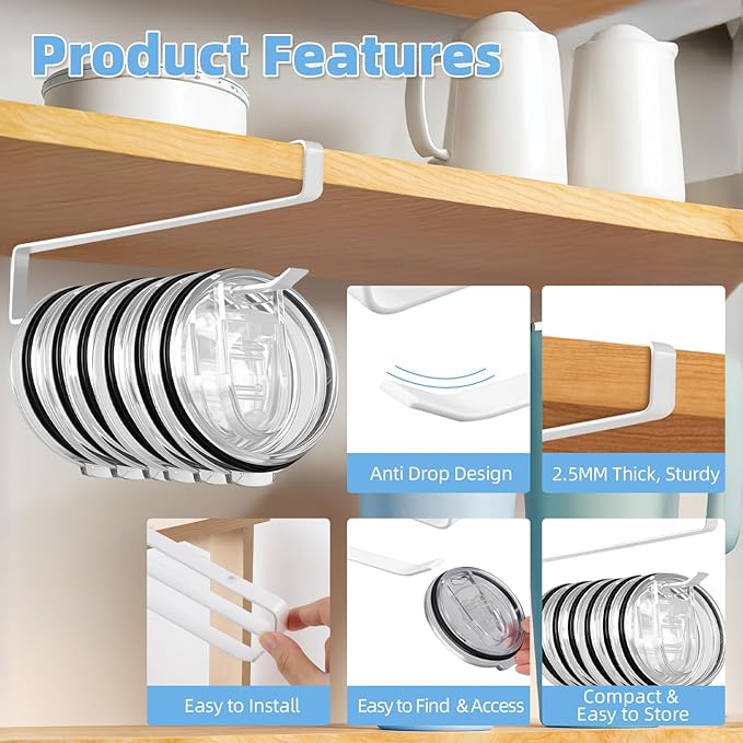 Tumbler Lid Organizer, 2 Pack for Yeti Lid Organizer, Space Saving Water Bottle - Image 4