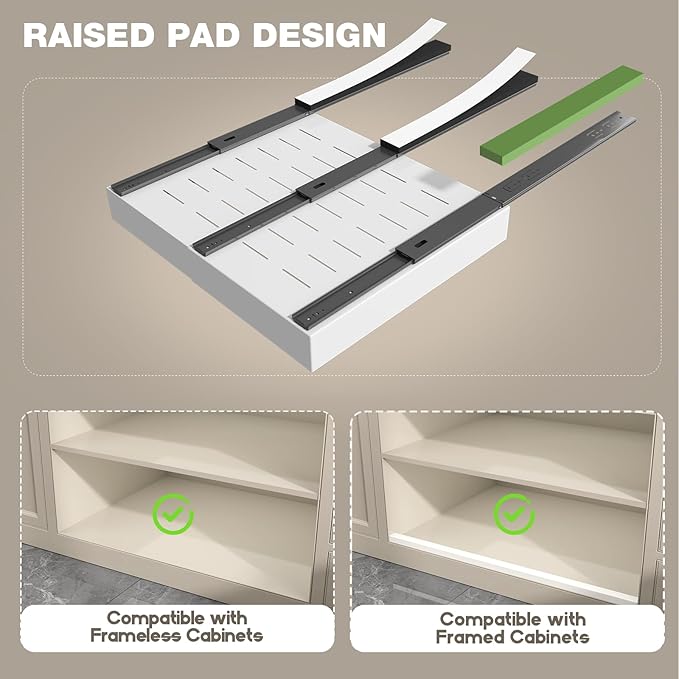 Seinloes 2 Pack Pull Out Cabinet Organizer 18" Deep, Full Extension 3 Slide - Image 4