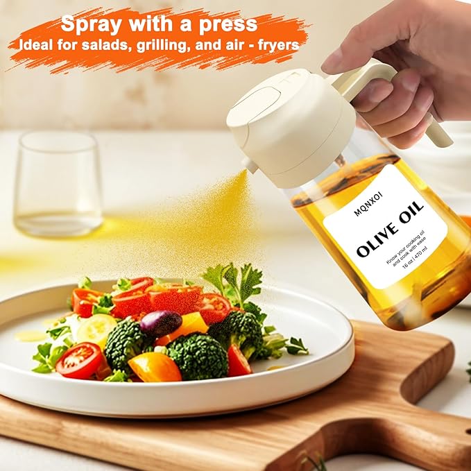 2 in 1 Glass Oil Sprayer & Dispenser, 16oz/470ml Olive Cooking, Air Fryer - Image 6