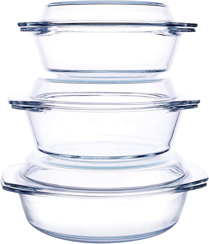 Set of 6 Pieces Round Tempered Glass Casserole Dish by HUSANMP