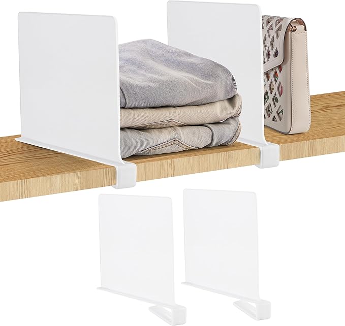 JOY DECOR 2 Pack Acrylic White Shelf Dividers by JOY+DECOR