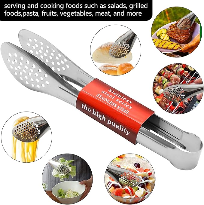 6 Pack Buffet Tongs, Stainless Steel Serving Tongs Serving Utensils 7Inch - Image 4