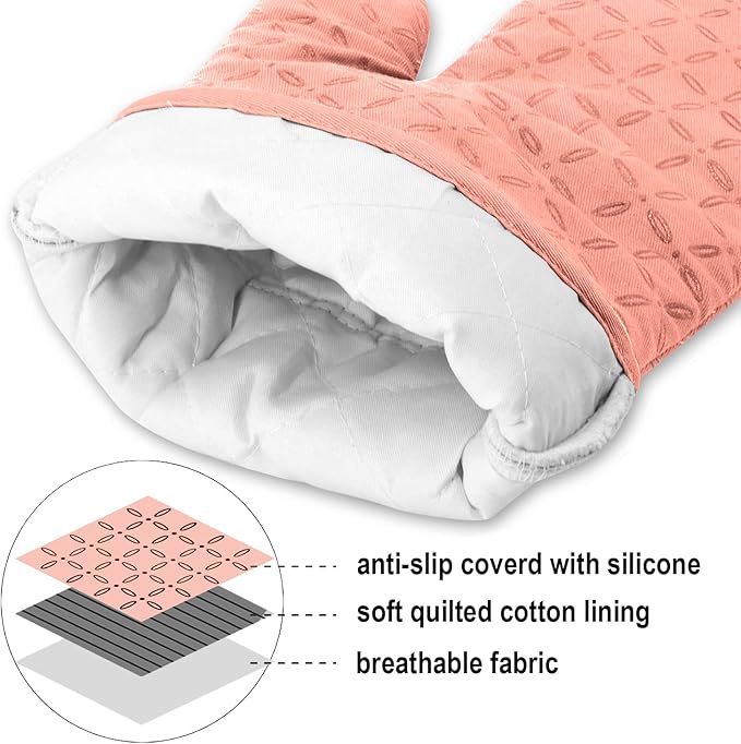 KEGOUU Oven Mitts and Pot Holders 6pcs Set, Kitchen Oven Glove High Heat - Image 3