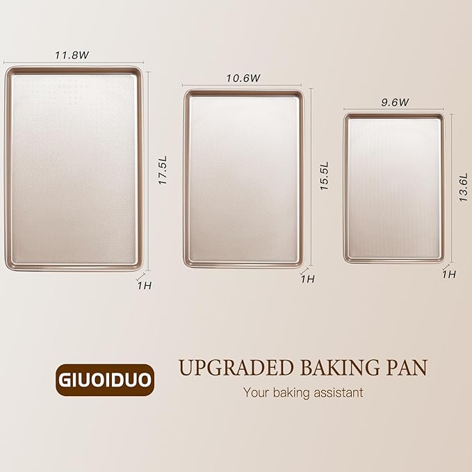 Baking Sheet Set of 3, Nonstick Heavy Duty Cookie Sheets - Image 2