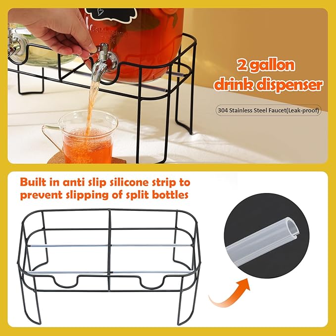2 Pack 1 Gallon Glass Drink Dispenser - Image 3