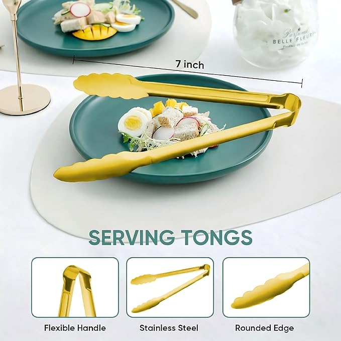 Buffet Tongs 7'' Inches Serving Tongs Heavy Duty Stainless steel Kitchen and - Image 2