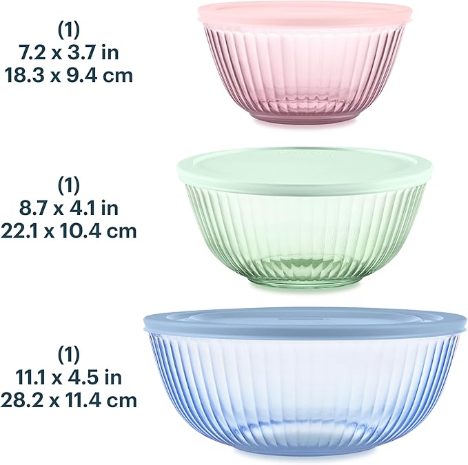 Pyrex Colors Sculpted Tinted Glass Mixing Bowls - Image 2